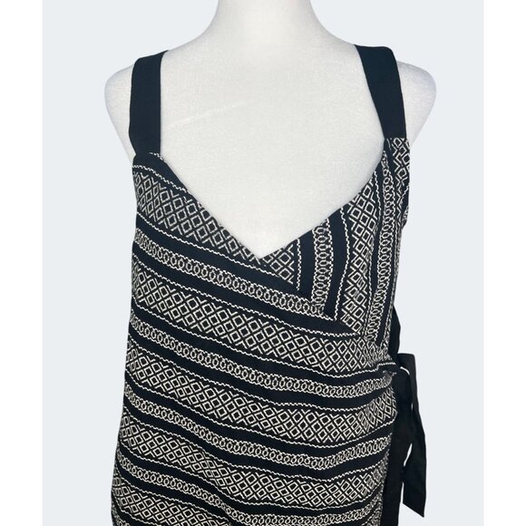 Venus Black & White Geometric Print Sleeveless Wrap Dress Beach Cover-up Medium - Picture 11 of 15